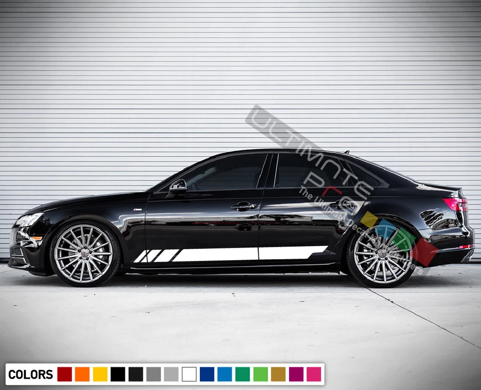 Calcomanía adhesiva gráfica rayas de puerta inferior para Audi A4 2017 faldón labial ala carreras Foto 3 de 4