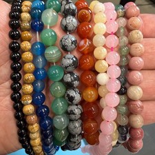 Set of 10 Natural Gemstone Round Beads Strands 15" Sizes 6,8,10 mm 14oz  B10