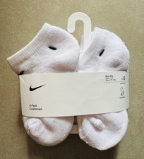NIKE Cushioned Socks Unisex 6 Packs No-Show White, Toddler size XXS 7C-10C 
