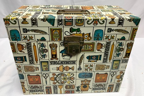 VINTAGE Ballonoff 1960's RETRO METAL PORTA FILE BOX  HOUSEHOLD MOTIF  No Key