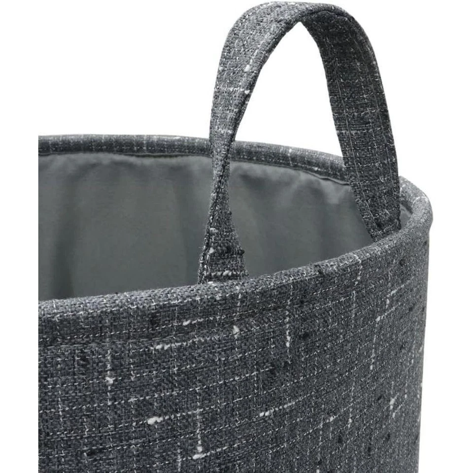 JVL Shadow  Round Fabric Storage Baskets with Handles  Set of 3 S,M,L  Grey - Image 3 of 4