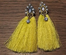 1 Paar Ohrclip Goldfarben gelbe Quaste Modeschmuck Fasching Ohrringe Ohrschmuck