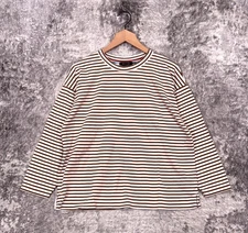 AYR Top Medium Womens French Fry Tee Brown Striped Shirt
