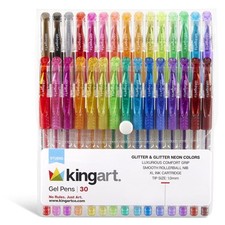 400-30 GLITTER Rollerball GEL PENS, 30 Sparkling Colors with Soft-Grip Comfor...