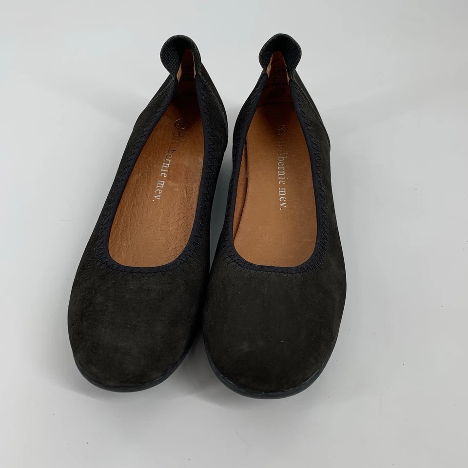 Sapatilhas de balé BM Bernie Mev couro camurça conforto 38 7 femininas preto sólido slip on - Imagem 2 de 4