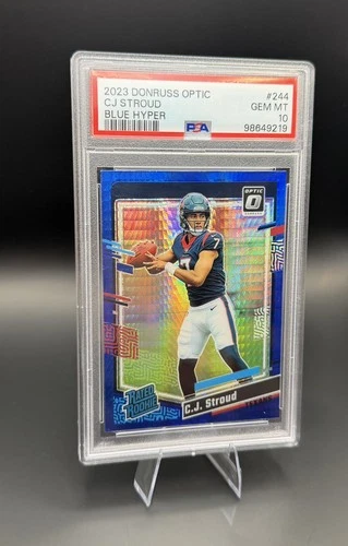 2023 Donruss Optic CJ Stroud Blue Hyper Rated Rookie #244 PSA 10 GEM MINT RC
