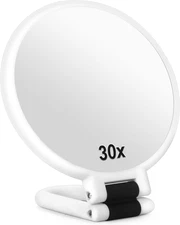30X Magnifying Mirror, Travel Hand Mirrors with Handle - Double Side Handheld Mi