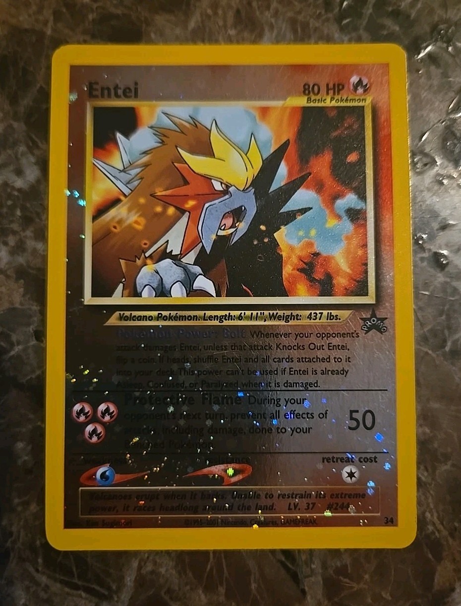 Entei 244 WOTC Black Star Promo Reverse Holo Vintage Pokemon Card NM-/LP+ Clean!