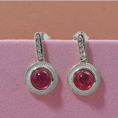 AAA Burmesischer Rubin & Moissanit 925 Sterling Silber ''Gelenk Ohrhänger''.