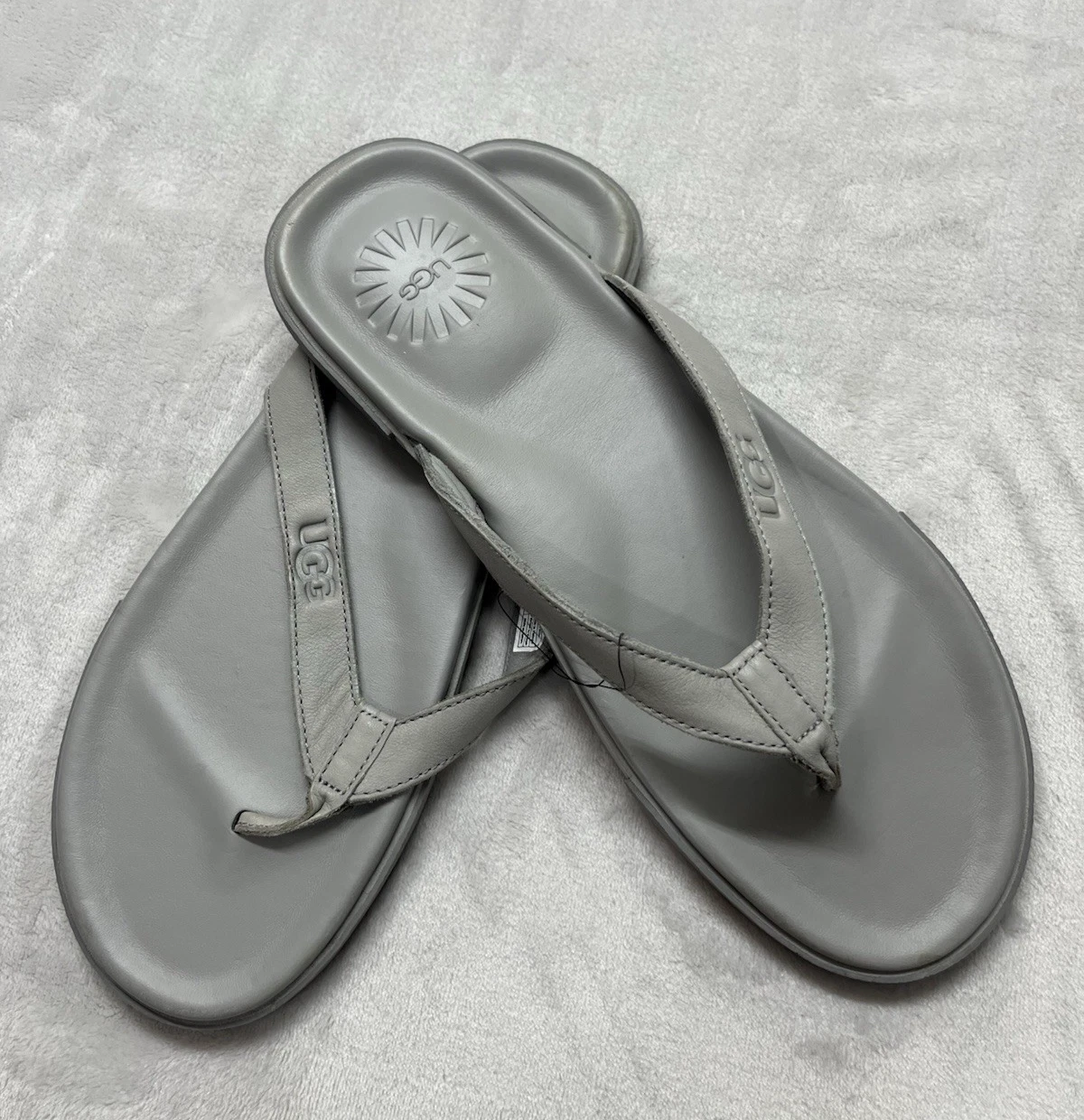 Ugg Bennison II SEL sandalo infradito uomo 13 grigio tacco piatto pelle tanga