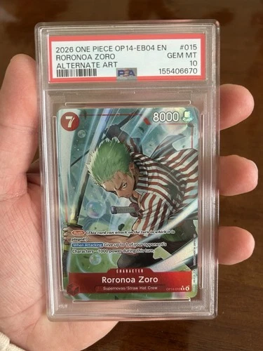 One Piece CCG Roronoa Zoro OP14-EB04 Alternate Art OP14-015 2026 PSA 10