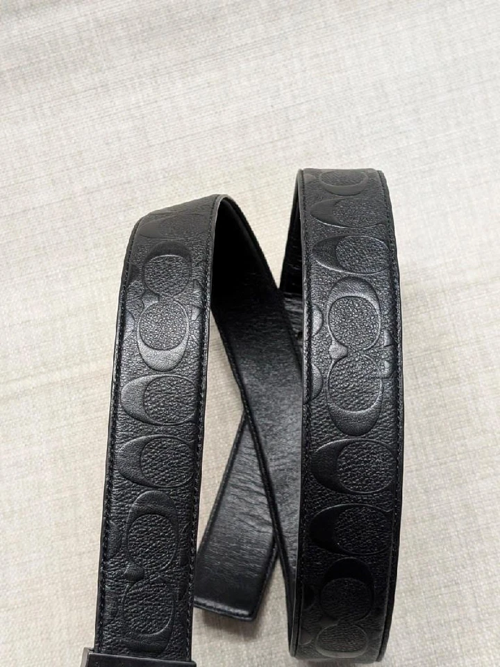 COACH reversible FIRMA cuero en relieve 36 cinturón de vestir ARNÉS negro Foto 2 de 4