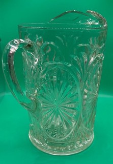 Anchor Hocking Medallion Glass Pitcher Starburst Pattern