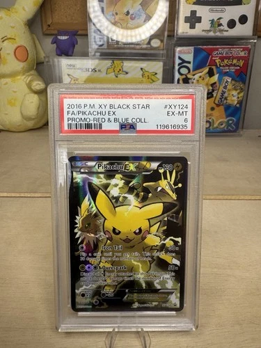 PSA 6 Pikachu - XY124 - Full Art Black Star Promo Red & Blue Collection 030