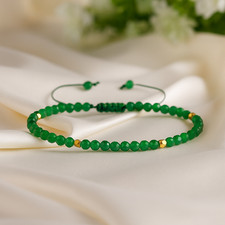 Natural Emerald Stone Bracelet Green Crystal Stretch Bracelet Handmade Gift
