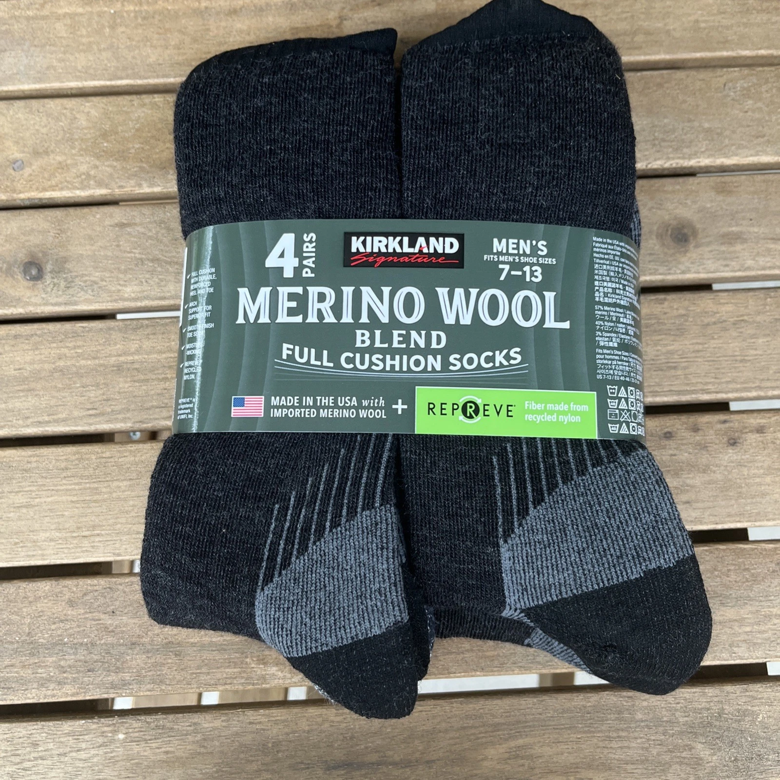 Men's Kirkland Merino Wool Sock, 4 Pair