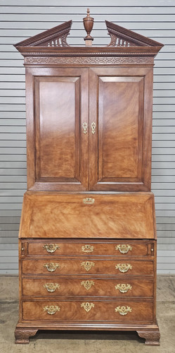 BAKER Historic Charleston Chippendale Mahogany Secretary Desk with Bookcase