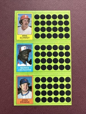1981 Topps Scratch-Offs Panel - Mike Schmidt Warren Cromartie John Stearns