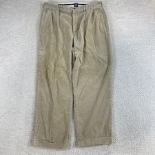 Vintage Polo Ralph Lauren Pants Mens 35x29 Beige Corduroy Cuffed Pleated 90's