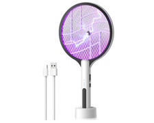 Electric Fly Swatter 4500V Bug Zapper Racket, 2 in 1 Handheld Fly Zapper Purpl