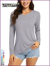TACVASEN Summer UPF 50+ Long Sleeve T-Shirts Womens Sun Protection V Neck