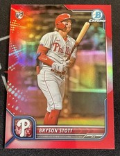2022 Bowman Chrome Baseball Bryson Stott Red Refractor RC SN:4/5