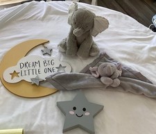 Elephant Gray Baby Security Blanket two baby room novelty pieces