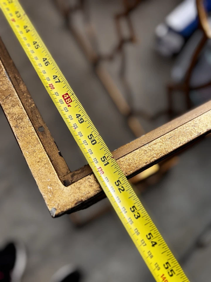 Uttermost Gold Metal Console Table Antiqued Mirror Top - Image 2 of 3