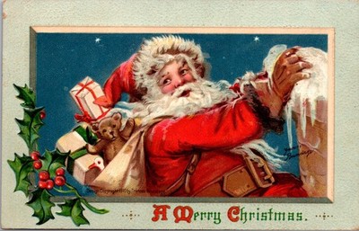 1911 Frances Brundage Santa Claus Teddy Bear Christmas Postcard