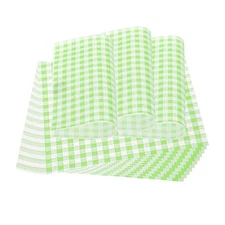 100Pcs 7x7" Wax Paper Sheets for Food Grease Resistant Green White Checkered