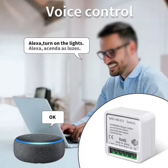 Tuya Wlan+RF433Mh Funkschalter Lichtschalter Wandschalter Über Alexa Google Home - Bild 4 von 4