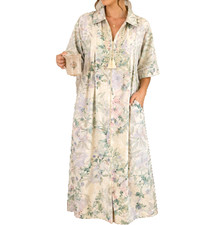 Vintage Floral Housecoat Robe Small Zip Front Embroidered Tassel Cottagecore