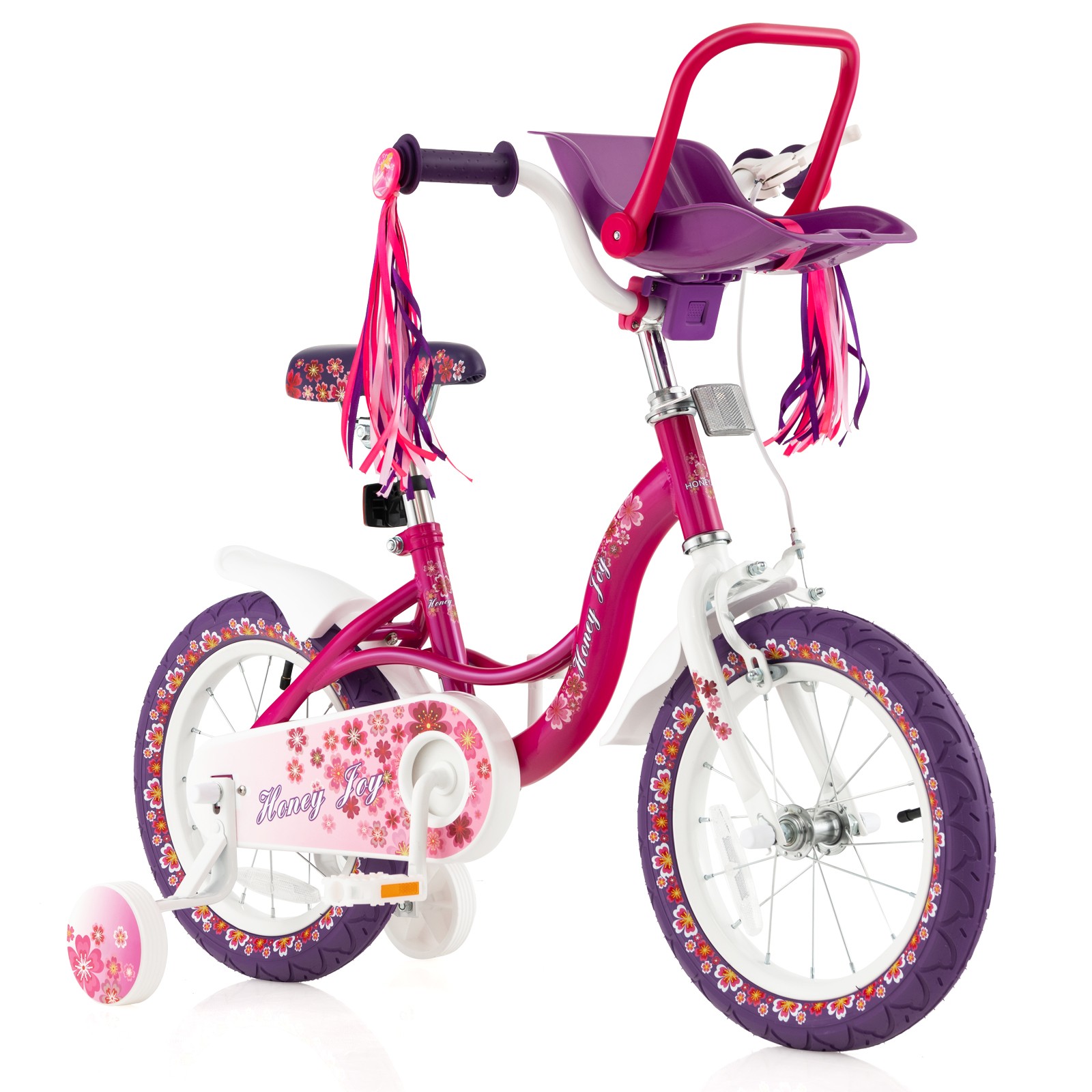 16" Kids Bike w/Doll Seat Girls Bicycle w/Training Wheels for 4-7 Years Old Girl