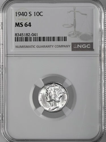 1940-S  10C  MERCURY SILVER DIME  "SAN FRANCISCO MINT"  NGC MS64 #8345182-041
