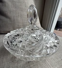 Vintage Anchor Hocking Star Of David Clear Glass Covered Candy Dish VTG W/Lid