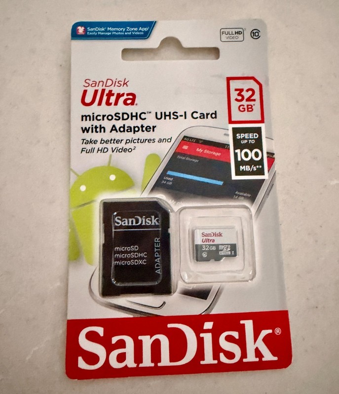 NEW SANDISK ULTRA 32GB microSDHC UHS-I Card w/Adapter 100 MB/s