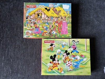 Disney Vintage Waddingtons Puzzle x 2 KOMPLETT 100 Teile Konvolut Lot Set