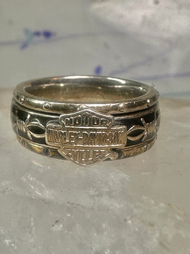 Harley Davidson ring biker spinner barbed wire band size 6 sterling silver women