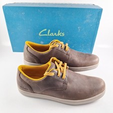 Clarks Holbay Fun Shoes, Brown Leather Junior Size 3.5 G, Lace Up, New in Box