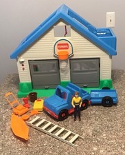 Vtg 1991 Playschool Garage. Some Accessories. Works. Door Needs Help Opening. 