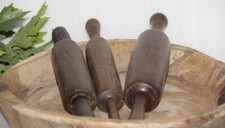 Lot of 3 Vintage Wooden Chapati Bread Rolling Pins Belans Original Old Lacquer