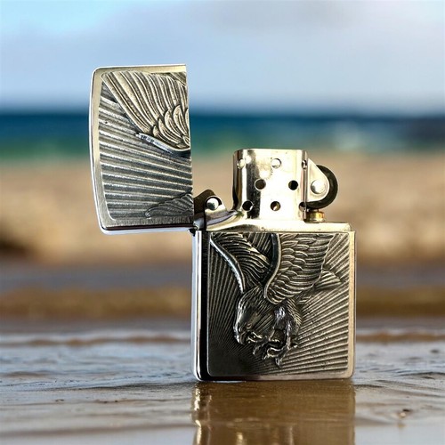 Zippo Feuerzeug Eagle Benzinfeuerzeug Messing Adler Benzin Sturmfeuerzeug Chrom - Bild 2 von 4