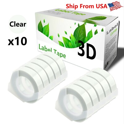 10PK Clear Label Tape 3D Compatible for Dymo Embossing (1880) Label Makers