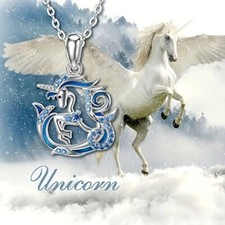 Elegant 925 Sterling Silver Rhinestone Unicorn Fashion Jewelry Pendant Necklace