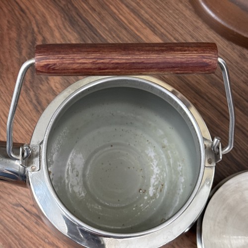 Vintage Farberware 1-Qt Stainless Steel Kettle Teapot Rosewood Wood Handles #761 - Picture 5 of 11