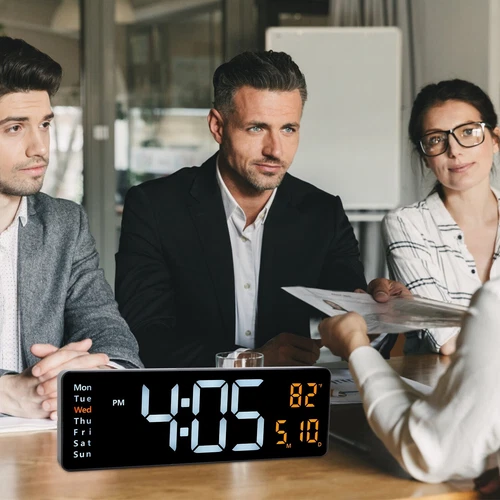16" Digital LED Desk Alarm Clock Large LCD Display Wall Clock Temperature Date - Picture 10 of 15