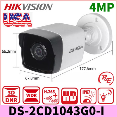 Hikvision DS-2CD1043G0-I 4MP Bullet WDR Fixed POE 2 IP Camera H.265+ Mic.8mm USA