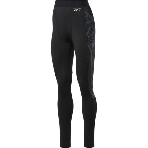 Collant lunghi a compressione Reebok fornitura formazione stampati da uomo - nero - Foto 6 di 11