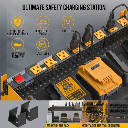 Power Tool Organizer Wall Mount with 8-Outlet Power Strip,Thickened load type - Picture 20 of 24