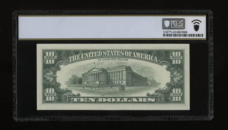 DBR 1969-C $10 FRN St. Louis Gem Fr. 2021-H PCGS-B 65 PPQ Serial H55054572A - Image 2 of 2